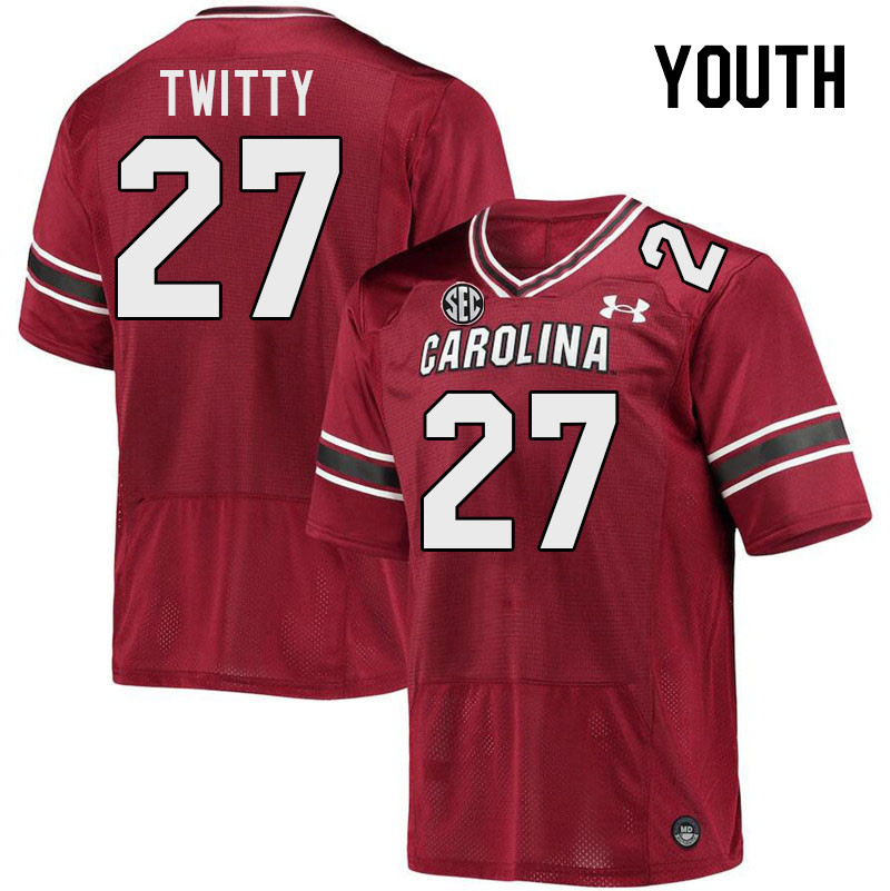 Youth #27 D.J. Twitty South Carolina Gamecocks 2023 College Football Jerseys Stitched-Garnet